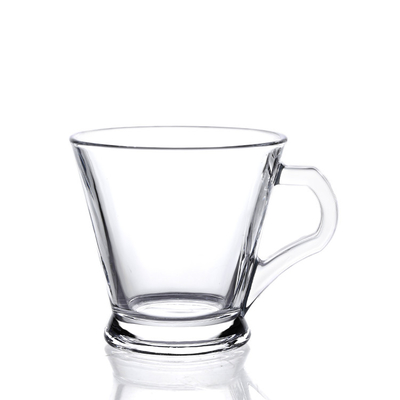 175ml Clear Coffee Glass Mug , Glass Demitasse Cups small With Handle