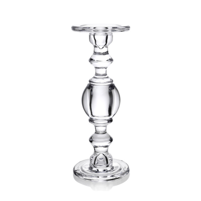Vintage Style 30cm Tall Glass Candle Holders Different Size Set Of 3