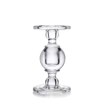 Vintage Style 30cm Tall Glass Candle Holders Different Size Set Of 3