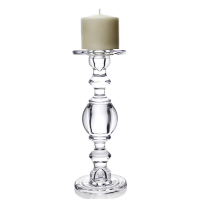 Vintage Style 30cm Tall Glass Candle Holders Different Size Set Of 3