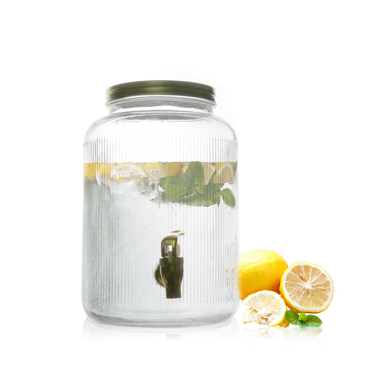 5L glass beverage juice dispenser with stainless steel tap