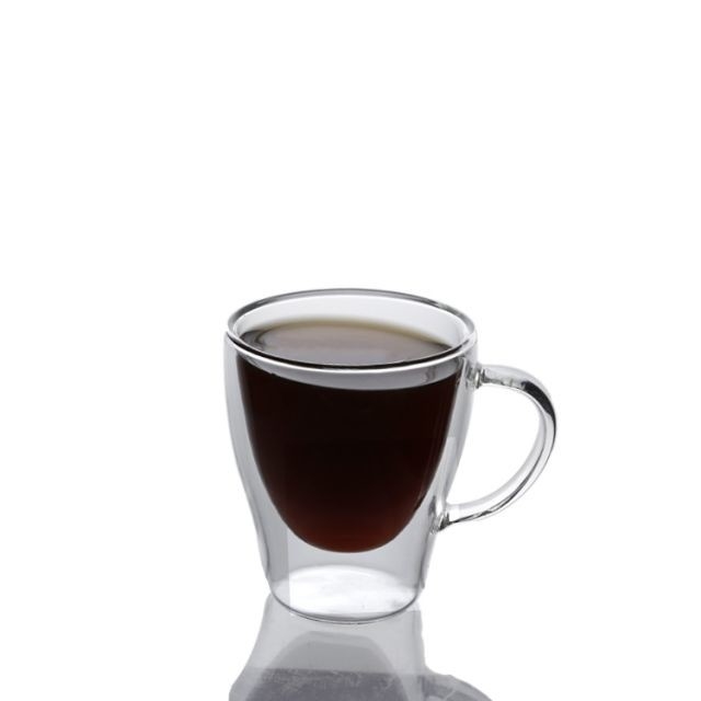 Professional Made High Borosilicate Handle Heat Resistant Double Wall Clear with handle Coffee Glass