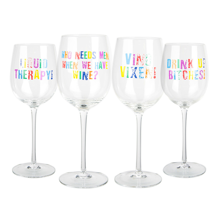 Decorative Glass Gift Clear Crystal Wine Glass Decal Printing Fashion Transparency