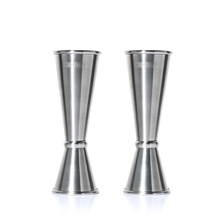 Factory Direct custom  barware tools 30/60ml measure cup stainless steel cocktail bar double jigger