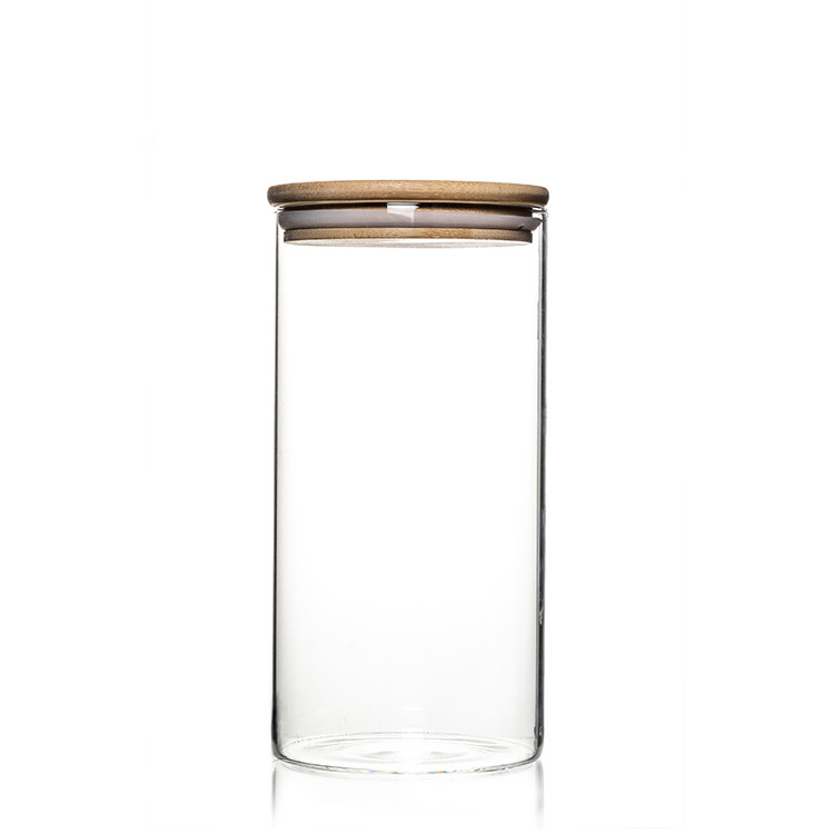 Wholesale Jar Food Storage Canister Transparent Borosilicate Glass With Bamboo Cover