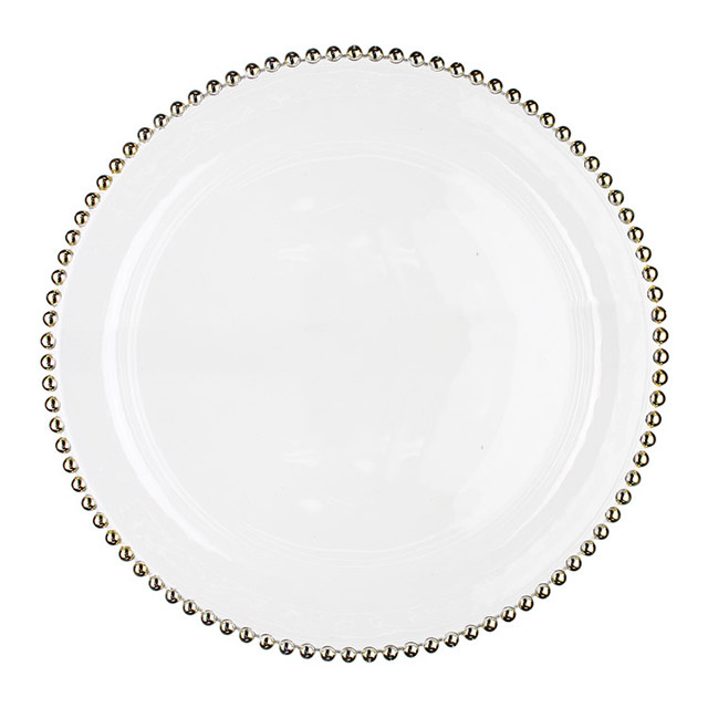 Pearl Round Gold Decoration Glass Charger Plate for Wedding Dinnerware Glass Plate