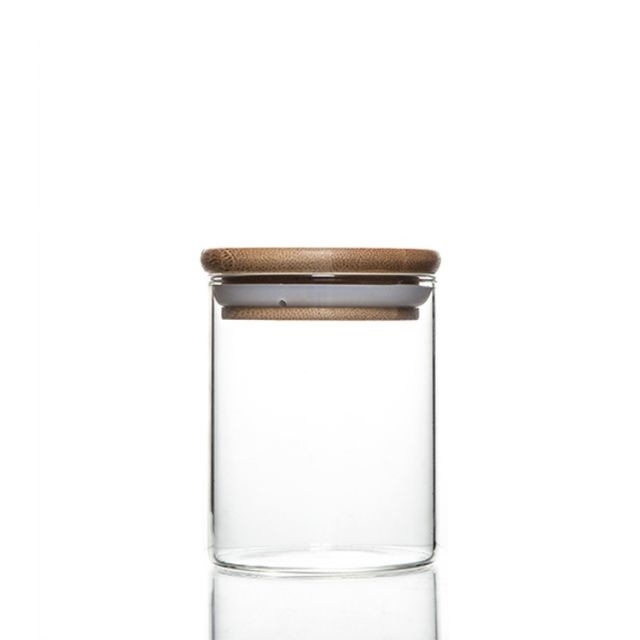 Hot sales Jar Food Storage Canister Transparent Borosilicate Glass With Bamboo Cover