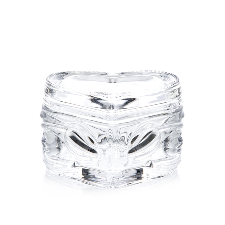 Heart crystal glass jewelry case box for wedding gifts