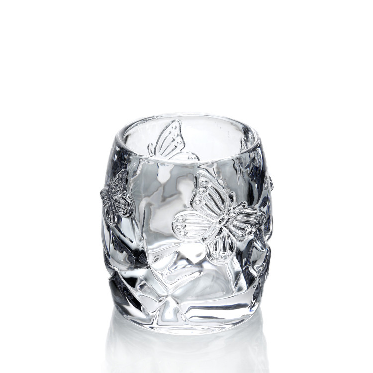 Glass Transparent Butterfly Classic Pattern Candle Holder Tealight Set for party wedding decoration