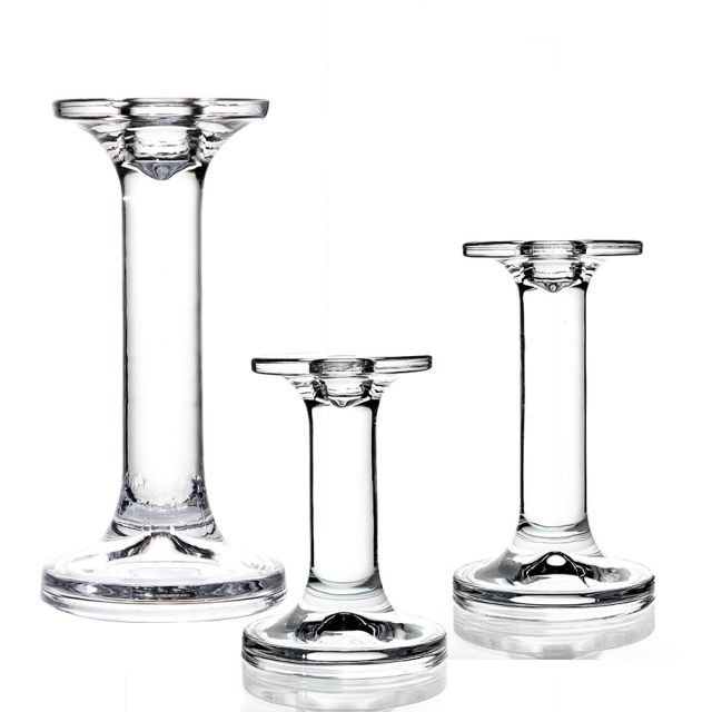 Wholesale clear pillar crystal glass candelabra candlestick holder