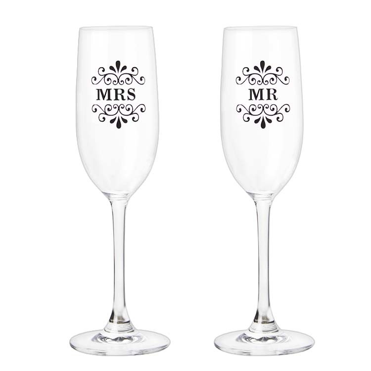 High Quality Couple Champagne Flute Set Valentie's Day Gift Lead Free Crystal Crystal Transparent Wine Glass Set
