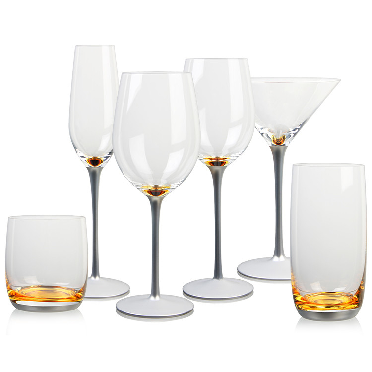 6pcs Festive Glass Christmas Champagne Flute Electronic Color Spray Wine Glass Set