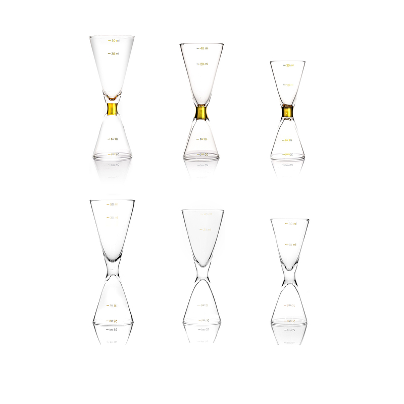 Gold Rim Decorative Cocktail Bartender Kit , Double Jigger Set 50ml Crystal