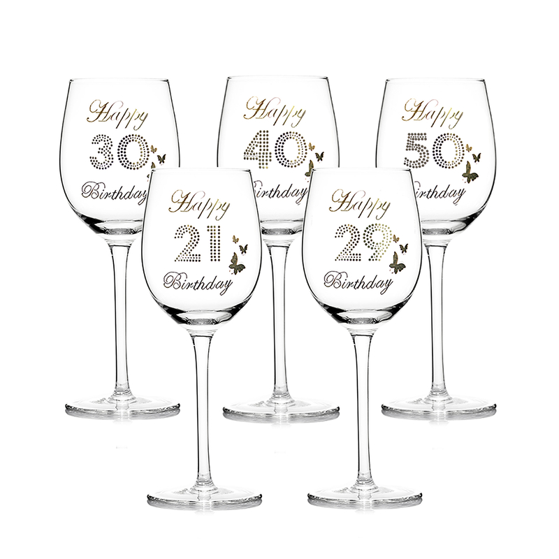 450ml Hand Blown Crystal Wine Goblets Classic With Vinyl Lettering