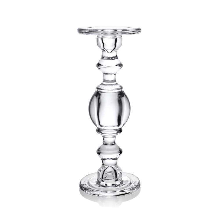 Vintage Style 30cm Tall Glass Candle Holders Different Size Set Of 3